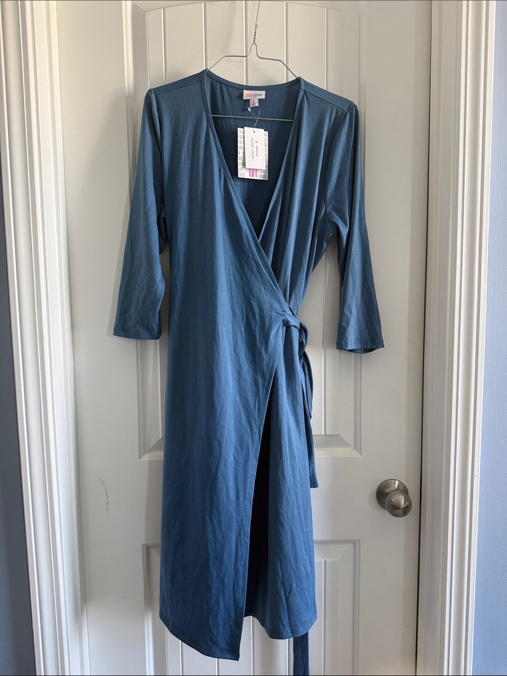 LuLaRoe Michelle Dusty Blue Wrap Midi Dress